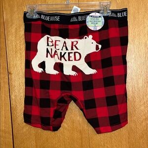 NEW NWT Little Blue House by Hatley BEAR NAKED Men's MED red plaid Boxer Briefs
